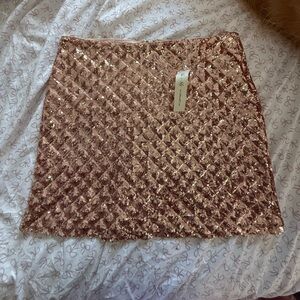 She + Sky Glittering Sequin Mini Skirt in Rose Gold